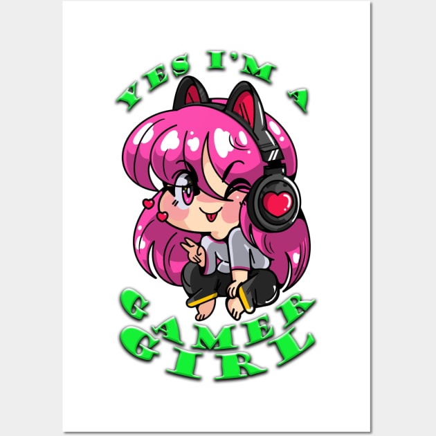 Yes Im A Gamer Girl Lime Wall Art by Shawnsonart